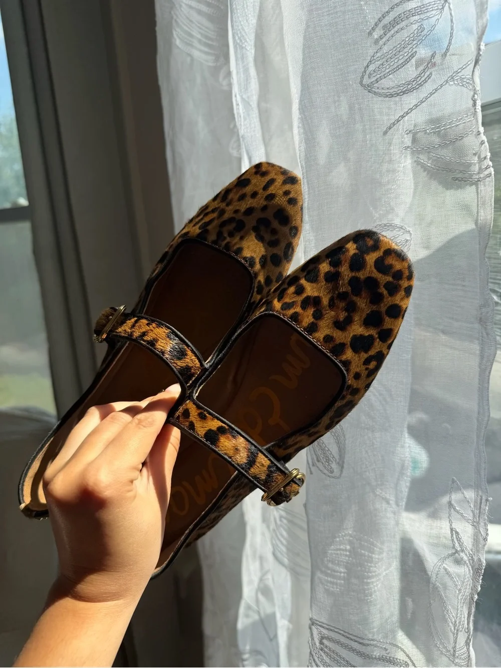 Sam Edelman Leopard Print Mary Jane Flats - Brown/Black